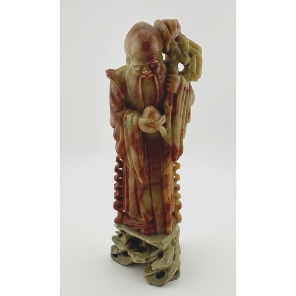 Vintage Hand Carved Stone Wise‎ Man Figurine Scholar Sage Statue